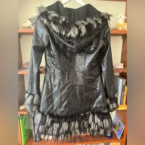 CLUB EXX HOODED FUR SNAKE SKIN JACKET
